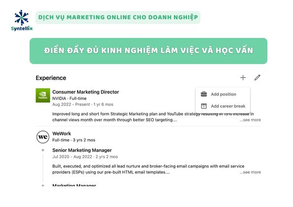 Điền Đầy Đủ Kinh Nghiệm Làm Việc Và Học Vấn