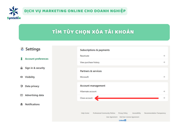 Tìm Tùy Chọn Xóa Tài Khoản