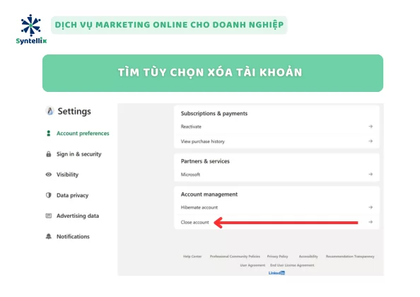 Tìm Tùy Chọn Xóa Tài Khoản