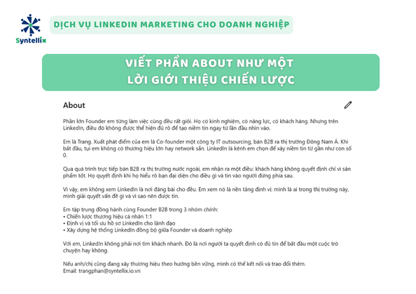 Viết phần About như một lời giới thiệu chiến lược, không phải bản tự khen