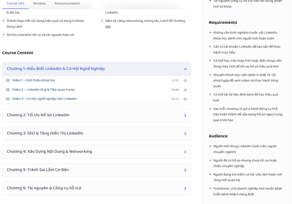 khóa học tối ưu Linkedin trong 2 giờ