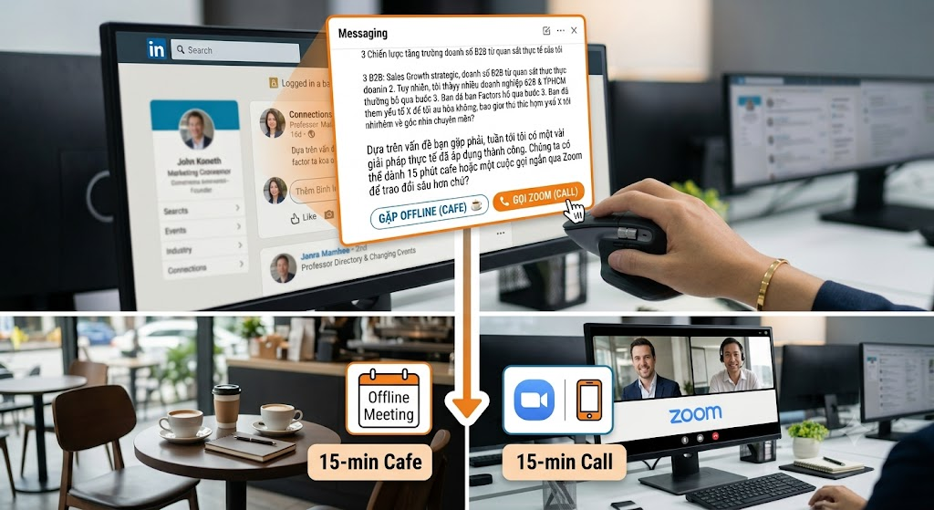 Chuyển đổi cuộc trò chuyện trực tuyến thành cuộc gặp (Offline/Call)