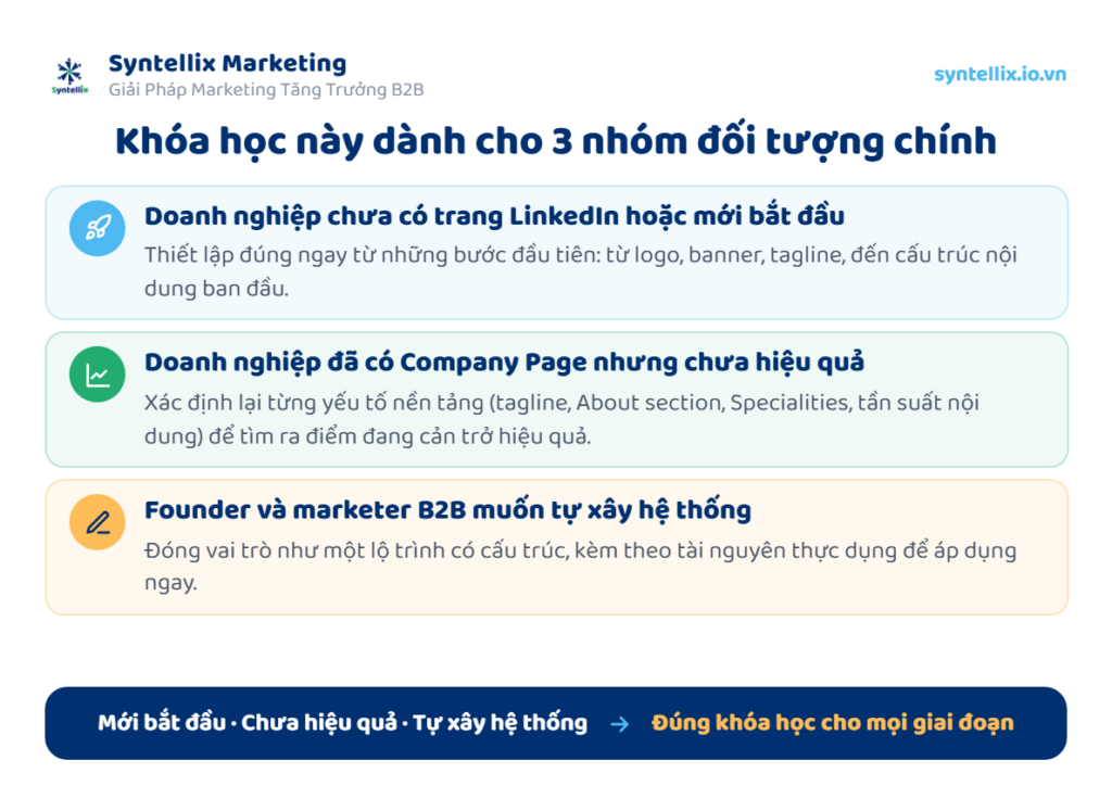 Khóa học này dành cho 3 nhóm đối tượng chính