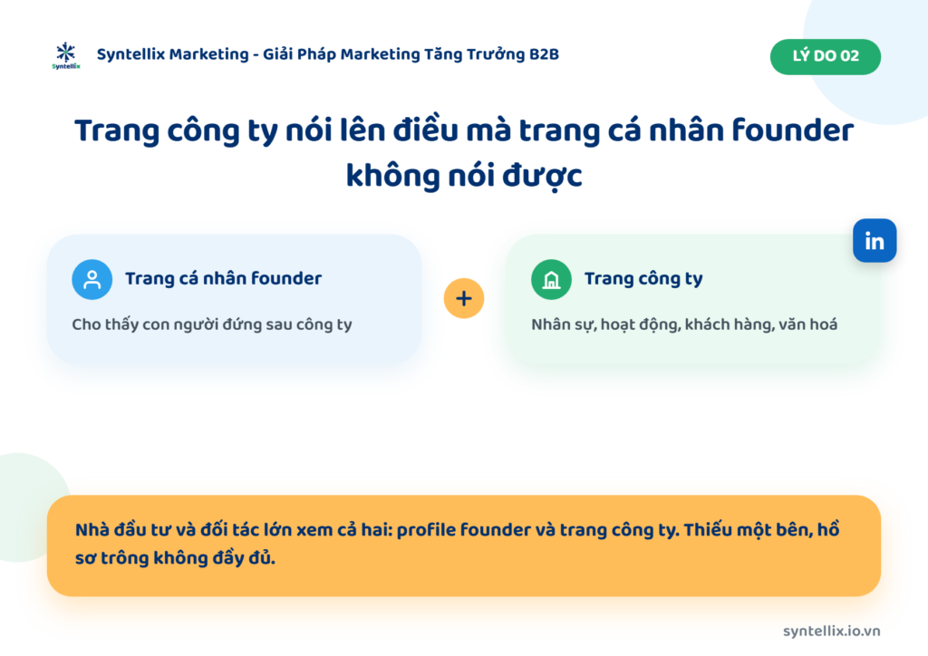 Trang công ty nói lên điều mà trang cá nhân của founder không nói được