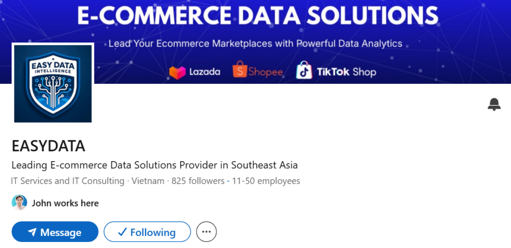 Trang LinkedIn doanh nghiệp Easy Data